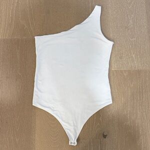 Abercrombie & Fitch Soft White one shoulder body suit size large